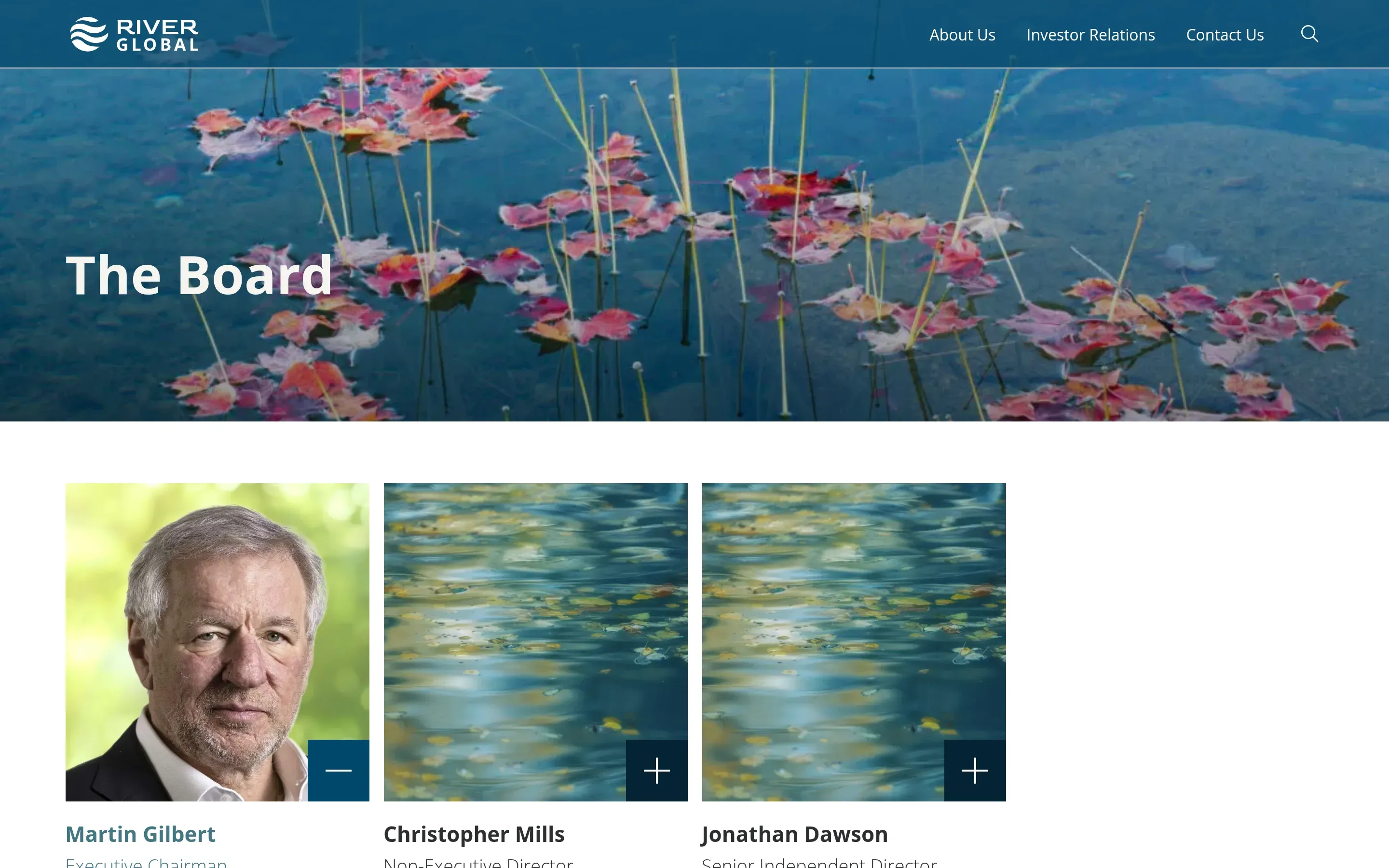 The board and governance section of the River Global PLC website